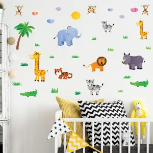 Walplus Jungle Animals, Children Wall Stickers, Diy Art, Nursery Decorations Kids Sticker PVC Green