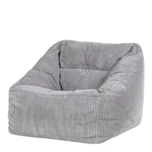 icon Morgan Corduroy Armchair Bean Bag and Footstool Set Grey Giant Bean Bag Chair