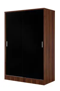 REFLECT XL 2 Door Sliding Wardrobe in Gloss Black Door Fronts and Walnut Carcass