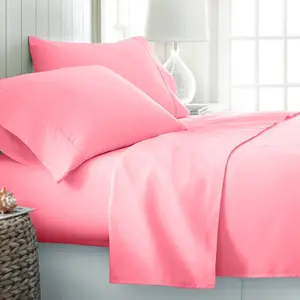 Striegel 200 Thread Count Cotton Blend Percale Duvet Quilt Cover With Pillow Case Pink / Double Duvet Cover + 2 Standard Pillowcases