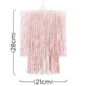 ValueLights Nabella Pink Ceiling Pendant Shade and B22 GLS LED 10W Warm White 3000K Bulb