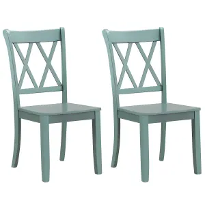 Costway Set of 2 Dining Chairs Wooden Kitchen Side Chair Armless Chairs w/ X Back