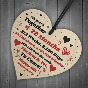 6th Anniversary Gift Husband Wife Wedding Six Years Mr  Mrs Gift Wood Heart