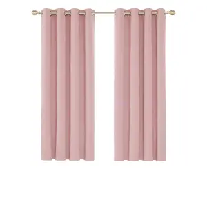 Deconovo Eyelet Curtains Energy Saving Curtains Thermal Insulated Curtains Blackout Curtains W52 x L45 Inch Coral Pink Two Panels