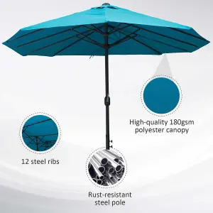 Outsunny 4.6M Garden Patio Umbrella Canopy Parasol Sun Shade w/o Base Blue