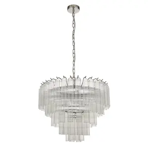 Luminosa Toulouse 12 Light Multi Arm Lamp Ceiling Pendant Bright Nickel