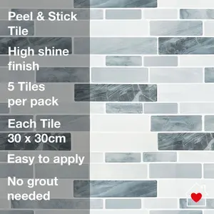 Wall Tile Slate 30.5x30.5cm Grey 5 Tiles Per Pack