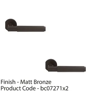 2 PACK - Premium Smooth Door Handle Set - Matt Bronze Angled Lever on Round Rose