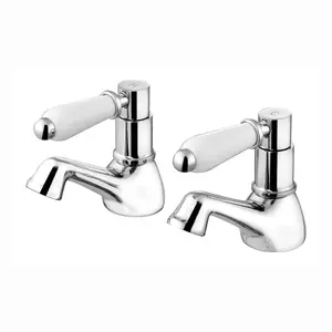 ENKI Downton Chrome Pillar Ceramic Lever Hot & Cold Bath Taps BT0516