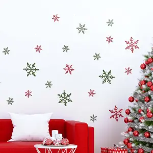 Coloured Christmas Snowflakes Wall Stickers Wall Art, DIY Art, Home Decorations, Decals