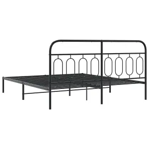 Berkfield Metal Bed Frame without Mattress with Headboard Black 160x200cm