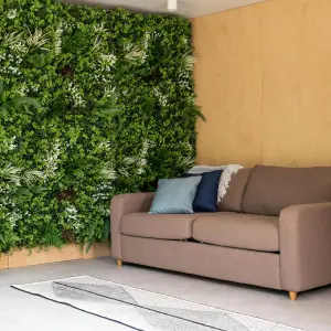 Blooming Artificial - 100cm / 3.25ft Green / White Fake Galaxy Living Wall