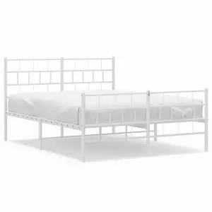 Berkfield Metal Bed Frame with Headboard and Footboard White 140x190 cm