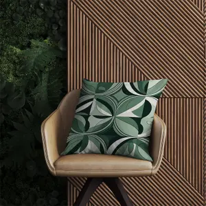 Geometric Green Black Outdoor Cushion 45cm x 45cm