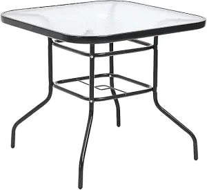 80cm Square Garden Dining Glass Coffee Table with Parasol Hole