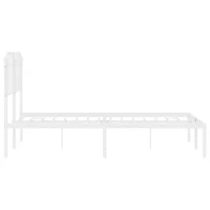 Berkfield Metal Bed Frame without Mattress with Headboard White 140x200cm