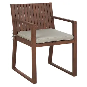 Set of 8 Garden Chairs with Cushions SASSARI Acacia Wood Taupe