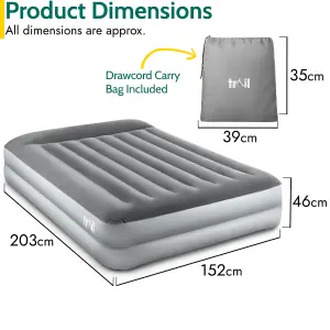 Double Air Bed with Built In Electric Pump Deluxe Inflatable Airbed Mattress Trail