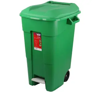 120 Litre Wheelie Bins with Foot Pedal - Green Base & Lid