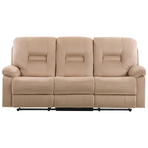 3 Seater Velvet LED Electric Recliner Sofa with USB Port Beige BERGEN