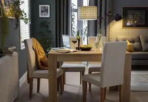 Argos Home Miami Oak Effect Dining Table & 4 Cream Chairs