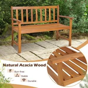 Costway 2-Person Outdoor Chair Garden Patio Wooden Loveseat Bench w/Armrests