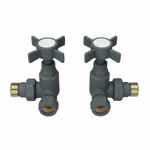 Rinse Bathrooms Traditional Corner Radiator & Towel Rail Valves Pair 15mm Corner Radiator Valve Anthracite