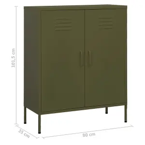 Berkfield Storage Cabinet Olive Green 80x35x101.5 cm Steel