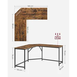 Myra L-Shape Desk Rustic Brown