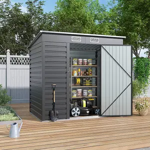 Outdoor Shed Single Door Galvanized Steel Plate Shed Storage Shed in Grey