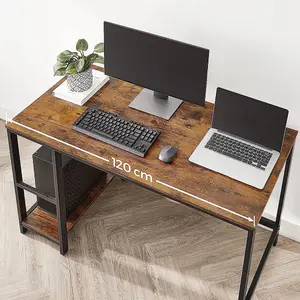 VASAGLE Computer Desk Industrial Design PC 2 Shelves on Right or Left Side Work Table for Office Living Room Lightweight Mounted