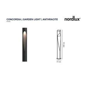 Nordlux Concordia Outdoor Patio Terrace Garden Light In Anthracite (Height) 100cm