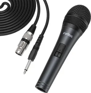 FIFINE Wired Microphone For Amplifier/Speaker,Handheld Dynamic Mic For DJ, Karaoke, Plug In Microphone With Cord For Singing, Vocal Recording-K6