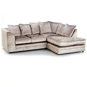 Bella Crushed Velvet Right Hand Facing Corner Sofa Champagne