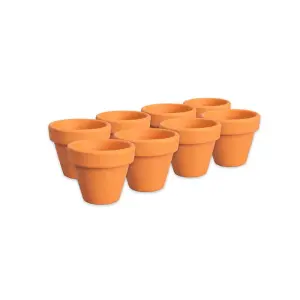 Plain Terracotta Natural Set of 8 Outdoor Garden Herb Flower Plant Pots Small 8cm