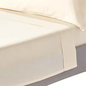 Homescapes Cream Organic Cotton Flat Sheet 400 TC, Single