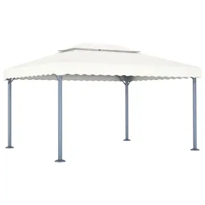 Berkfield Gazebo with LED String Lights 400x300 cm Cream Aluminium