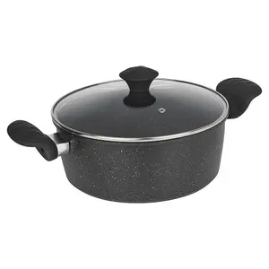 URBNCHEF 24cm Depth 6 Pieces 2 Casserole Pots Saucepan & 2 Frying Pan Forged Carbon Induction Cookware Set