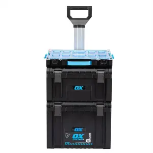 Ox Tooltrek Trade 3 Piece Deep Tool Box + Trolley Wheels + Organiser OX-T602703