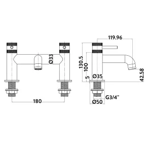 Thermostatic Shower, Basin Tap & Bath Filler Including Basin Waste Solid Brass - Chrome