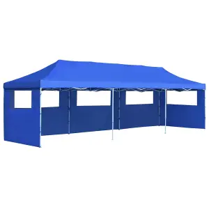 Berkfield Folding Pop-up Party Tent with 5 Sidewalls 3x9 m Blue