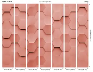 Origin Murals Pink Metal Geometric Hexagons Matt Smooth Paste the Wall Mural 350cm wide x 280cm high