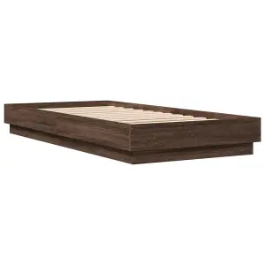 Berkfield Bed Frame without Mattress Brown Oak 90x200 cm Engineered Wood