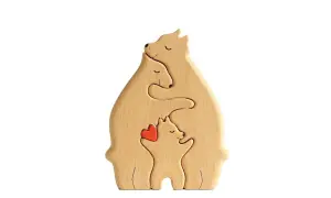 DIY Wooden Puzzle Mother Child Bear Set Embracing Bear Family Set Decoration  3pcs