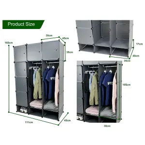 15 Cube Wardrobe Portable Interlocking Plastic Modular Closet Organiser Cabinet