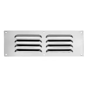 Metal Louvre Air Vent Cover, Suitable for Venting Gas Appliances Internal External Wall, for Openings 9 x 3" (229 x 76mm), Chrome