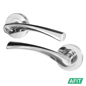 AFIT Chrome Bathroom Door Handle Set, Thumb Turn & Release Set, Lock & Hinges 76mm - Novi Range