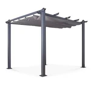 Acorn Aluminium 3m Square Pergola Gazebo in Grey