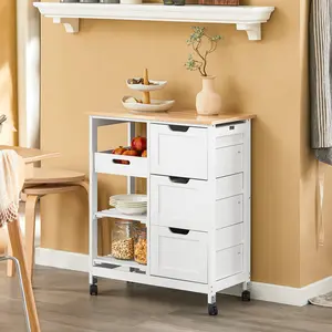 Ryland Wood Kitchen Cart Black / Beige