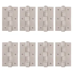 AFIT Satin Nickel Door Hinges - 3 Inch / 76mm  Internal Fire Door Hinges - 4 Pairs